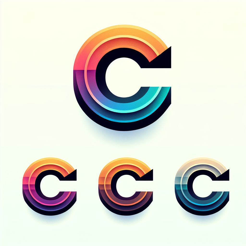 C's in illustration style with gradients and white background