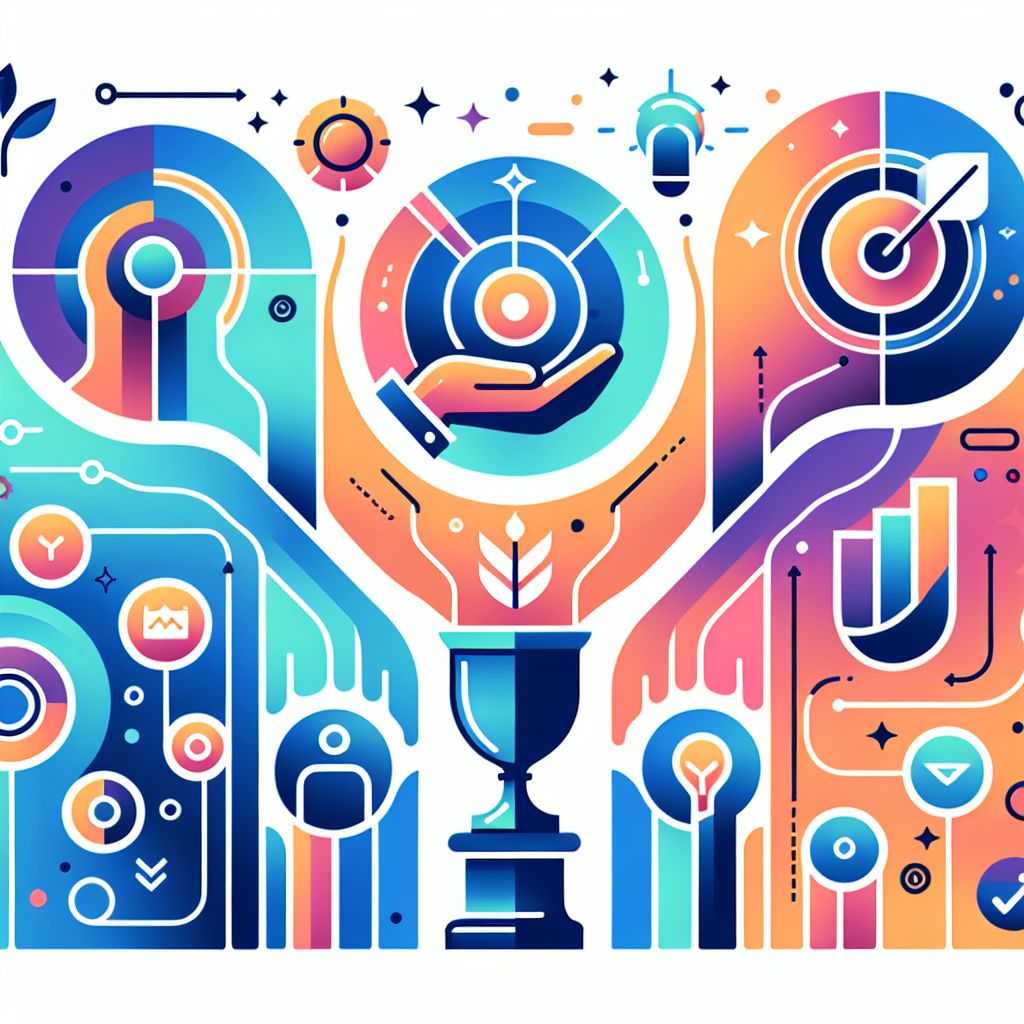 business strategy in illustration style with gradients and white background