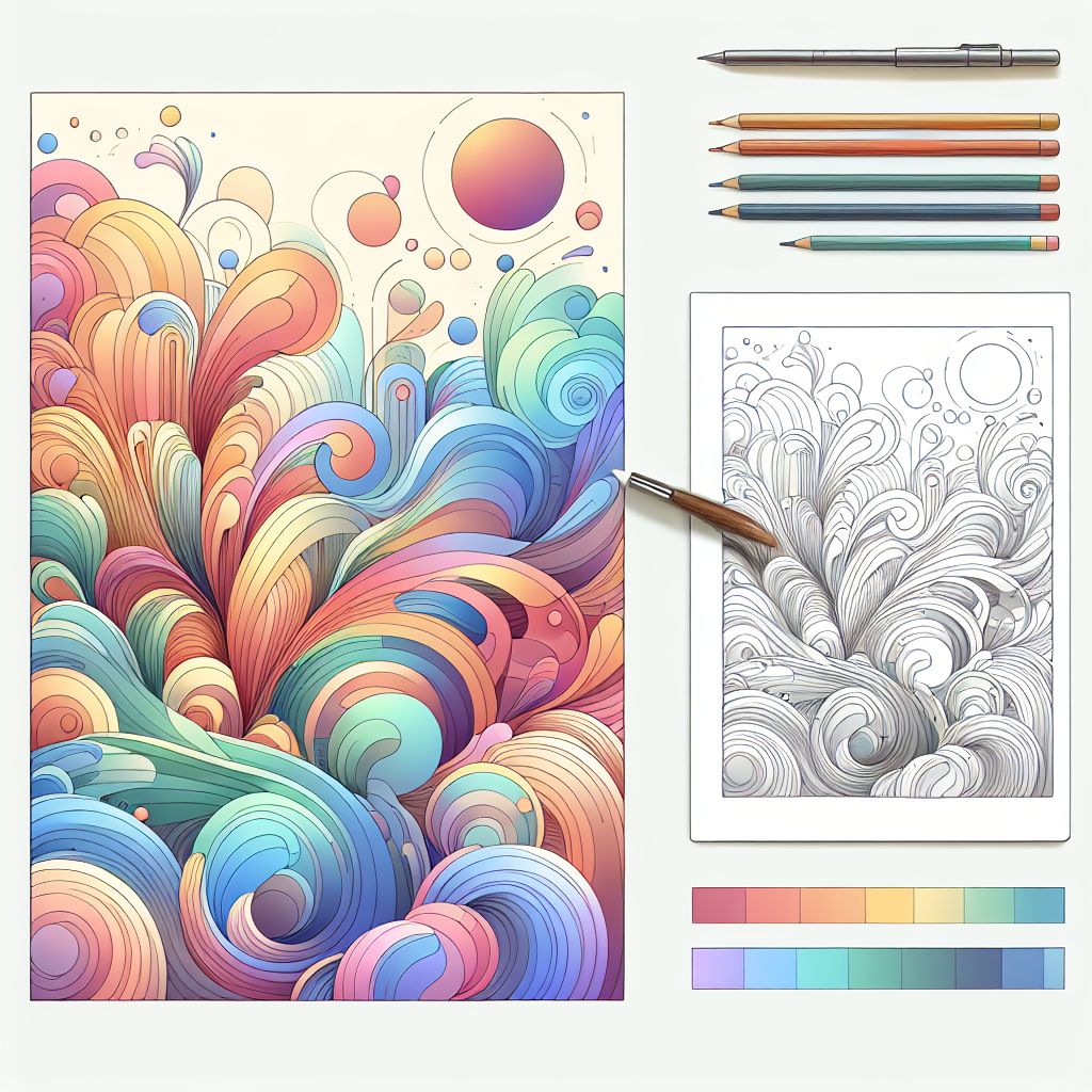 Example in illustration style with gradients and white background