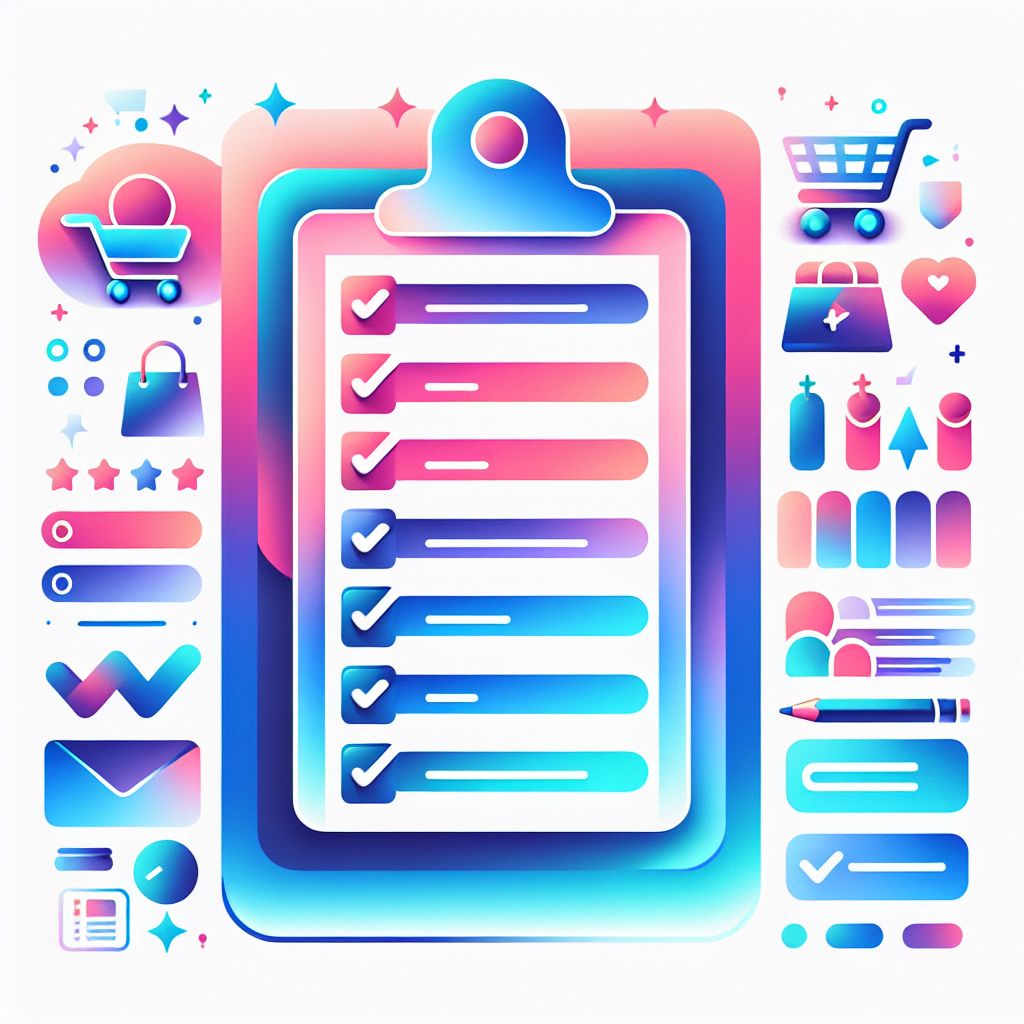 Customer survey in illustration style with gradients and white background