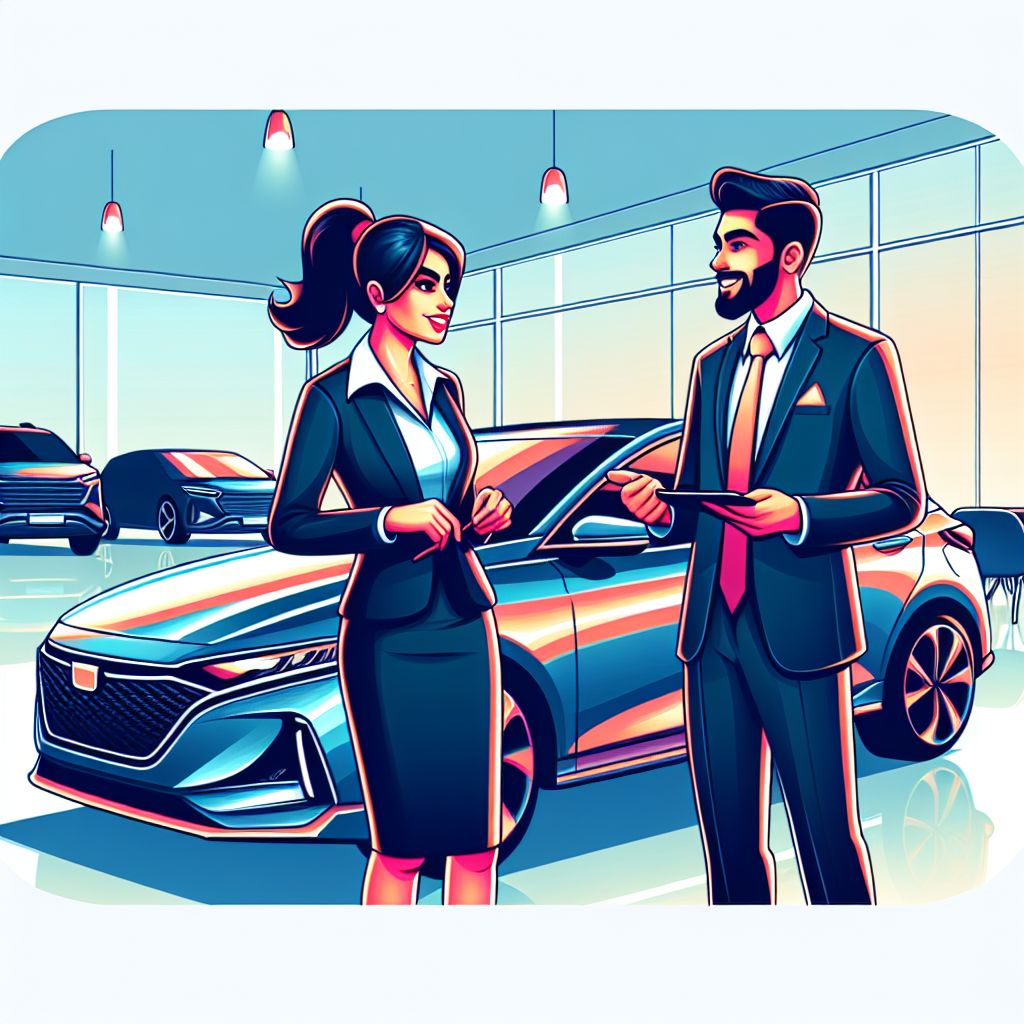 car sales in illustration style with gradients and white background