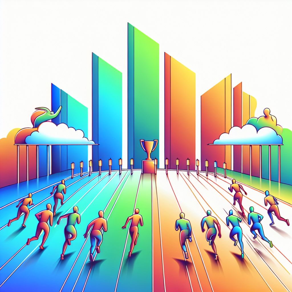 Competition in illustration style with gradients and white background