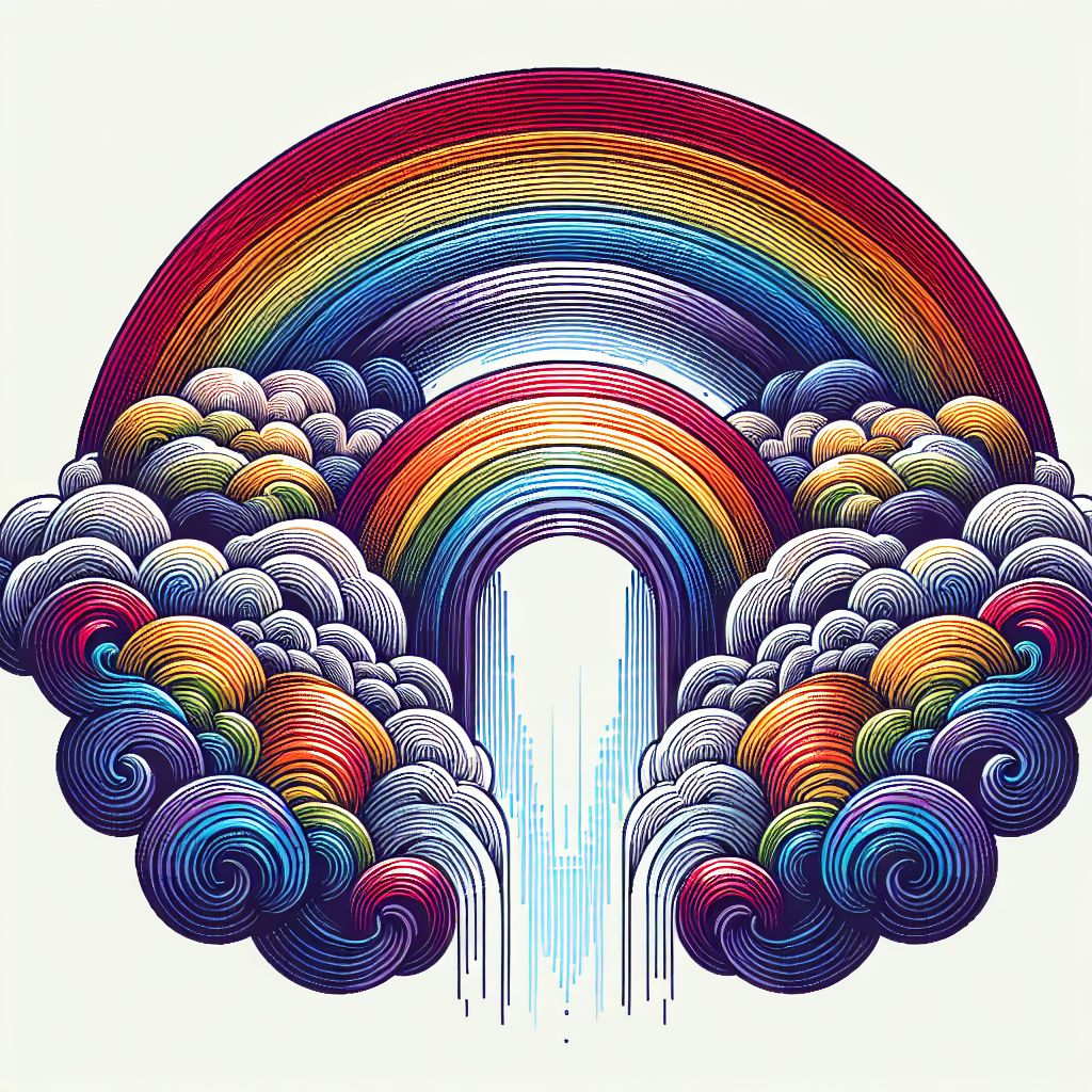 Rainbows in illustration style with gradients and white background