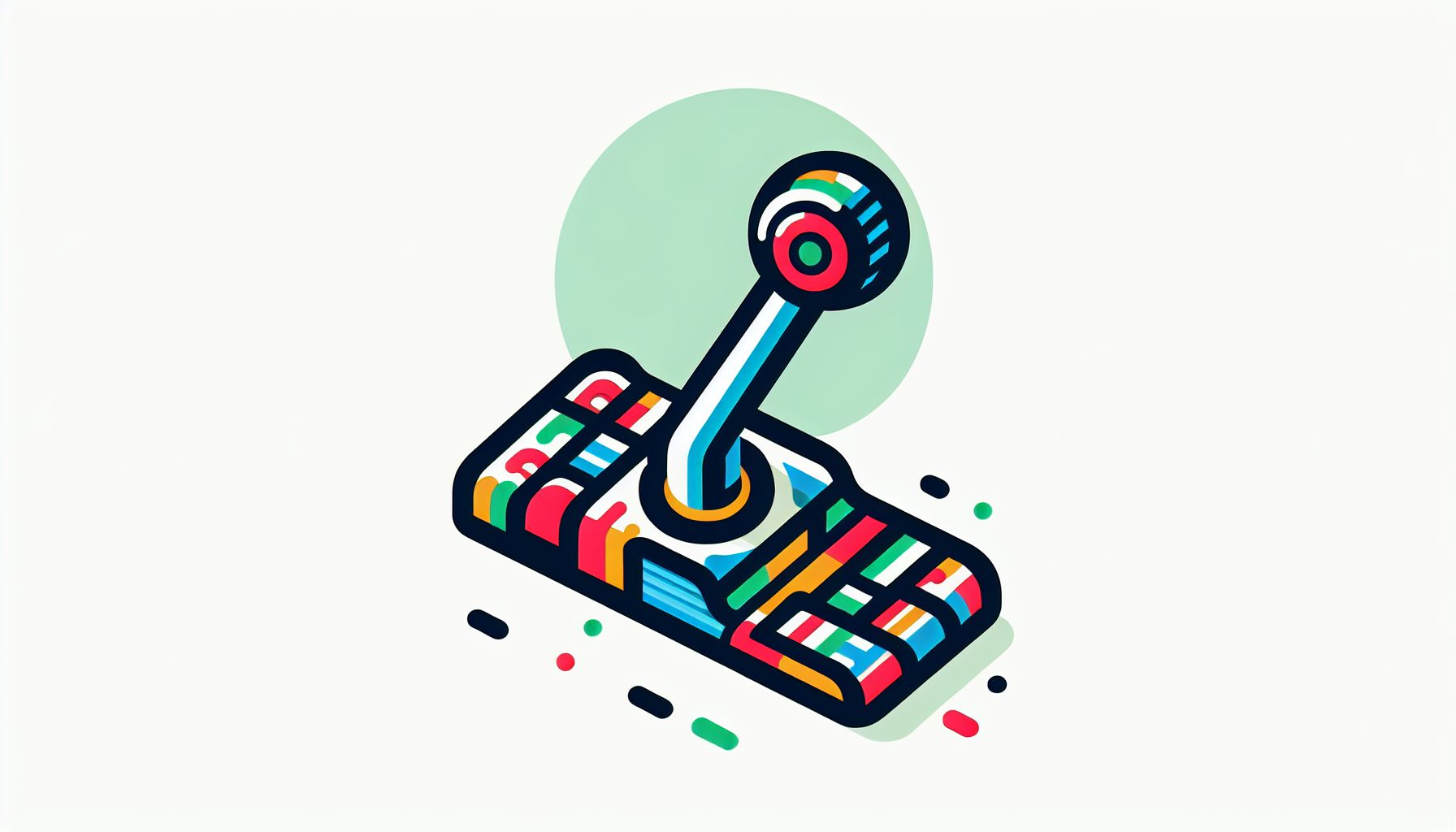 Lever in flat illustration style and white background, red #f47574, green #88c7a8, yellow #fcc44b, and blue #645bc8 colors.