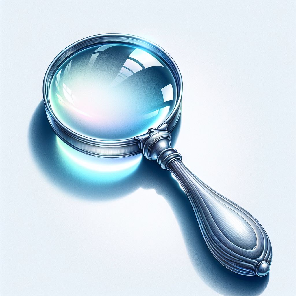 Magnifying glass in illustration style with gradients and white background