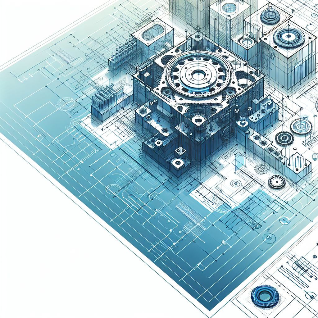 blueprint in illustration style with gradients and white background