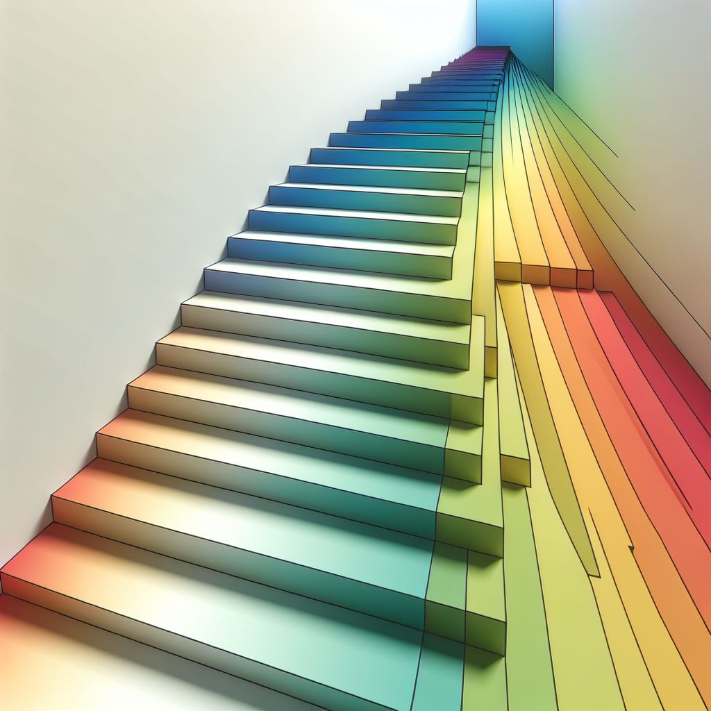 steps in illustration style with gradients and white background