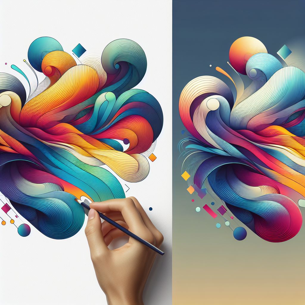 Creativity in illustration style with gradients and white background