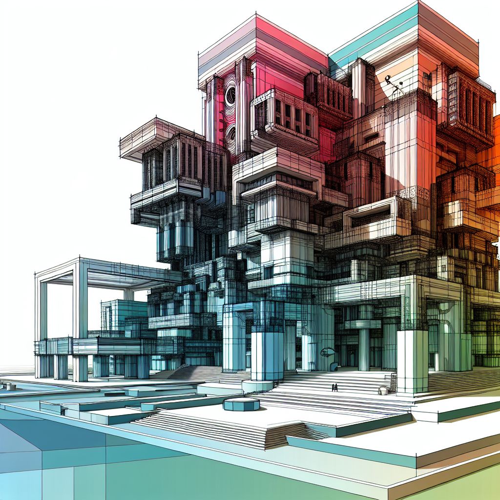 Structure in illustration style with gradients and white background