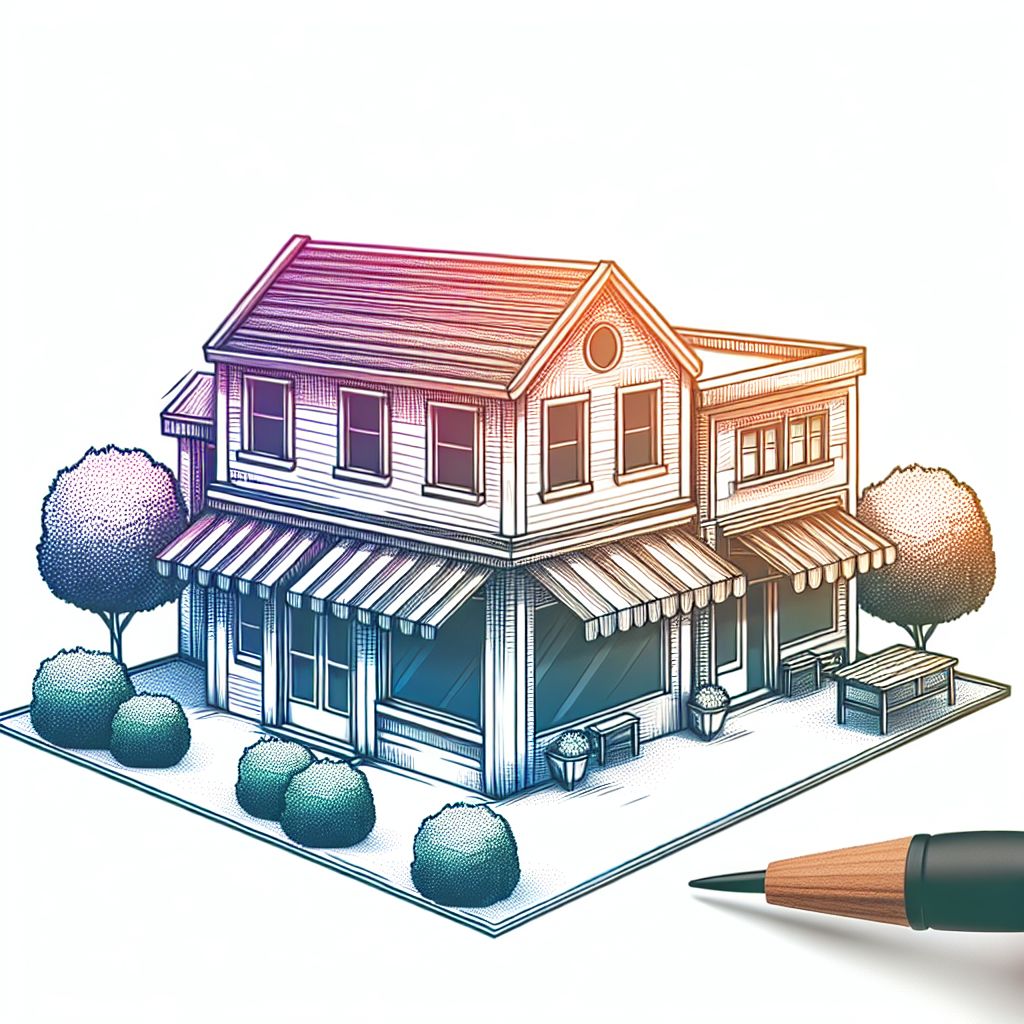 small business in illustration style with gradients and white background