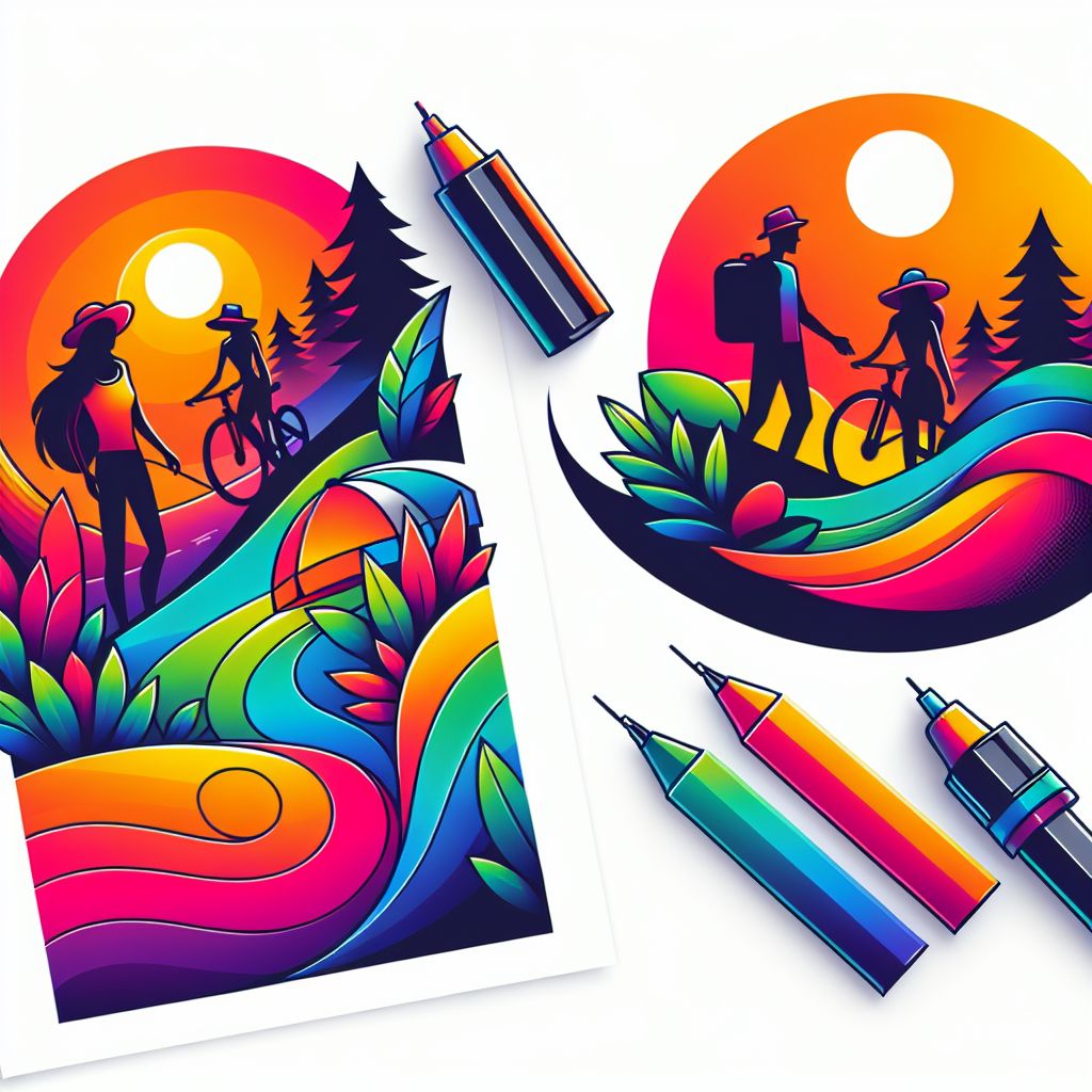 Consistency in illustration style with gradients and white background