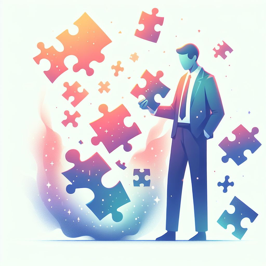 problem-solving in illustration style with gradients and white background