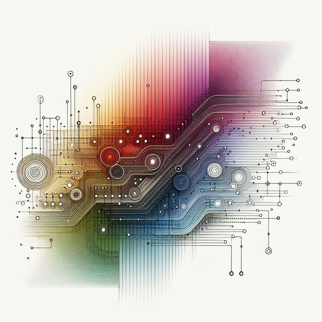 Algorithm in illustration style with gradients and white background