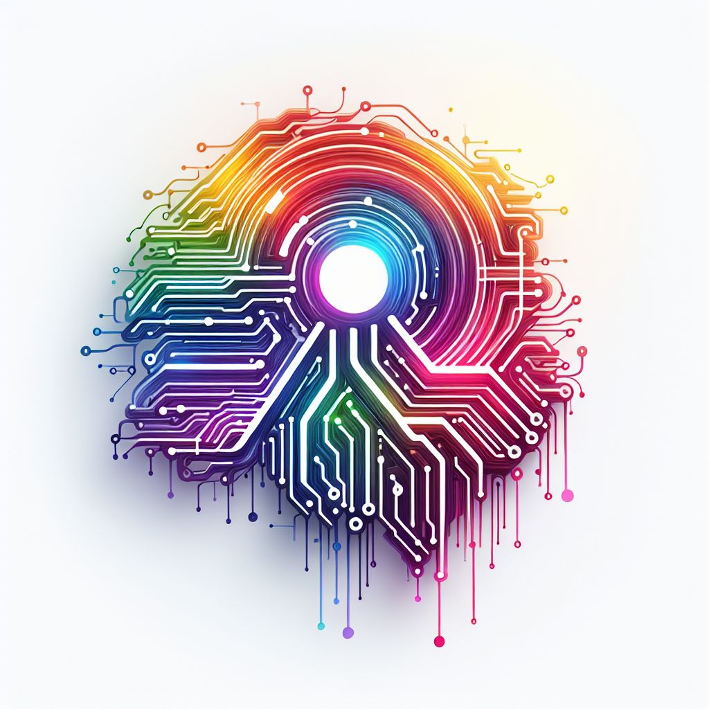 AI in illustration style with gradients and white background