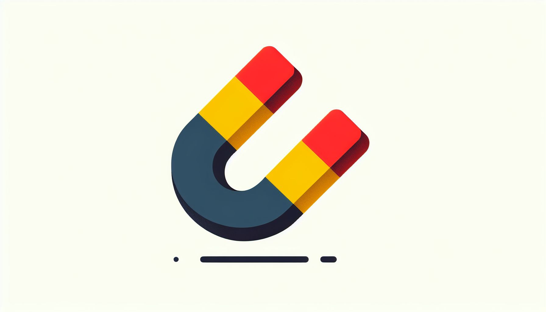 Magnet in flat illustration style and white background, red #f47574, green #88c7a8, yellow #fcc44b, and blue #645bc8 colors.