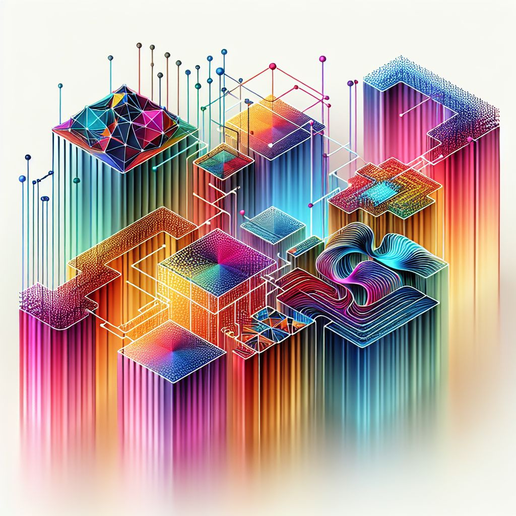 AI algorithms in illustration style with gradients and white background