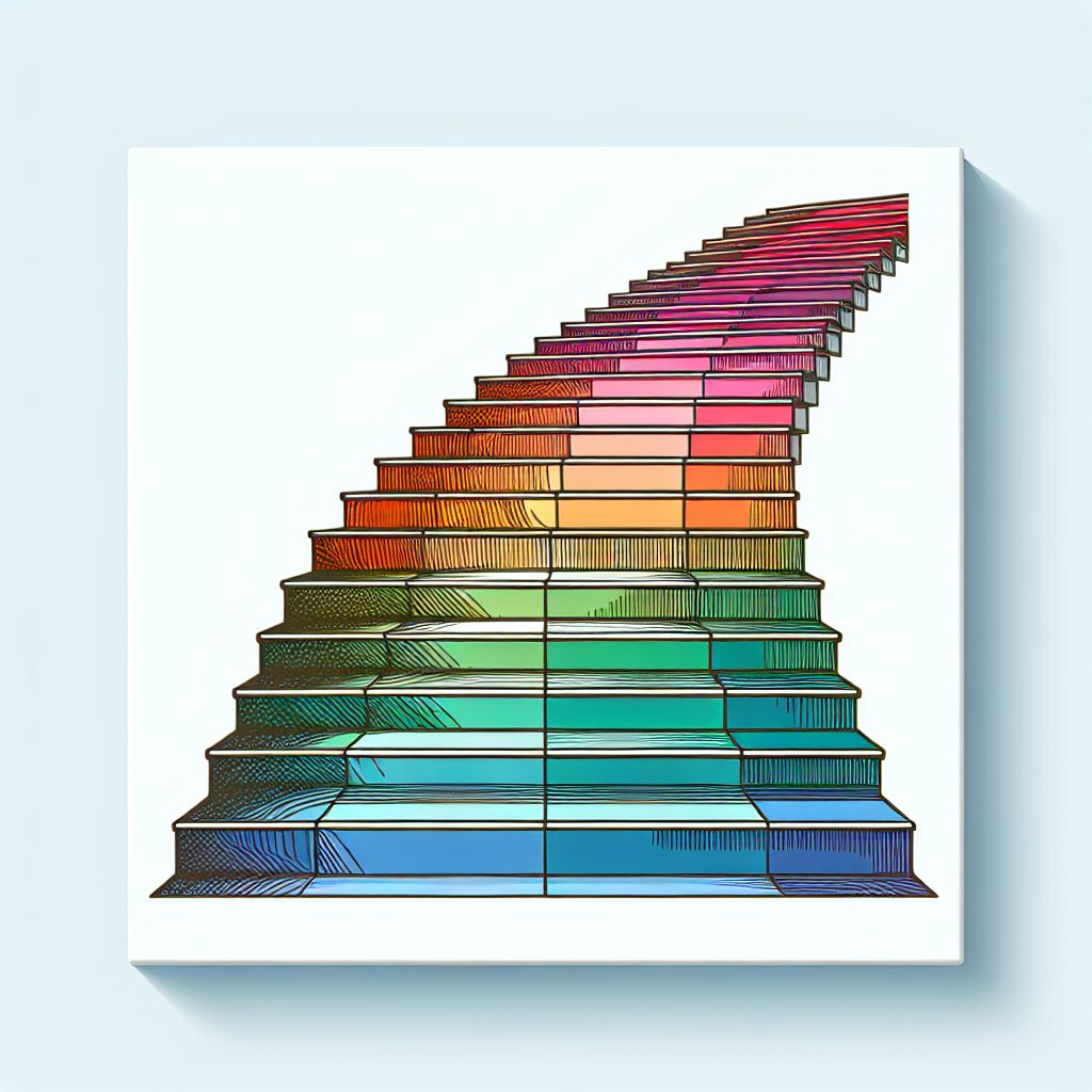 Steps in illustration style with gradients and white background