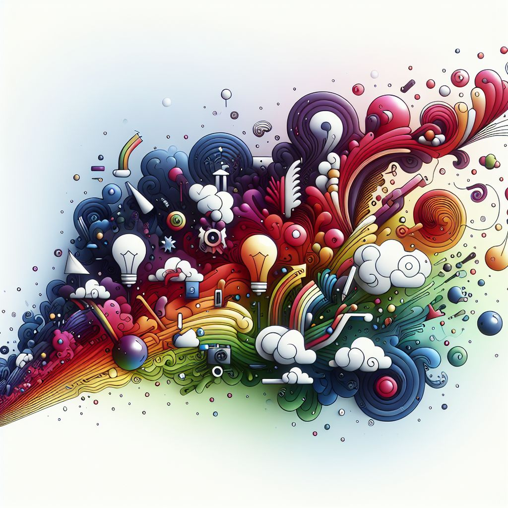 imagination in illustration style with gradients and white background