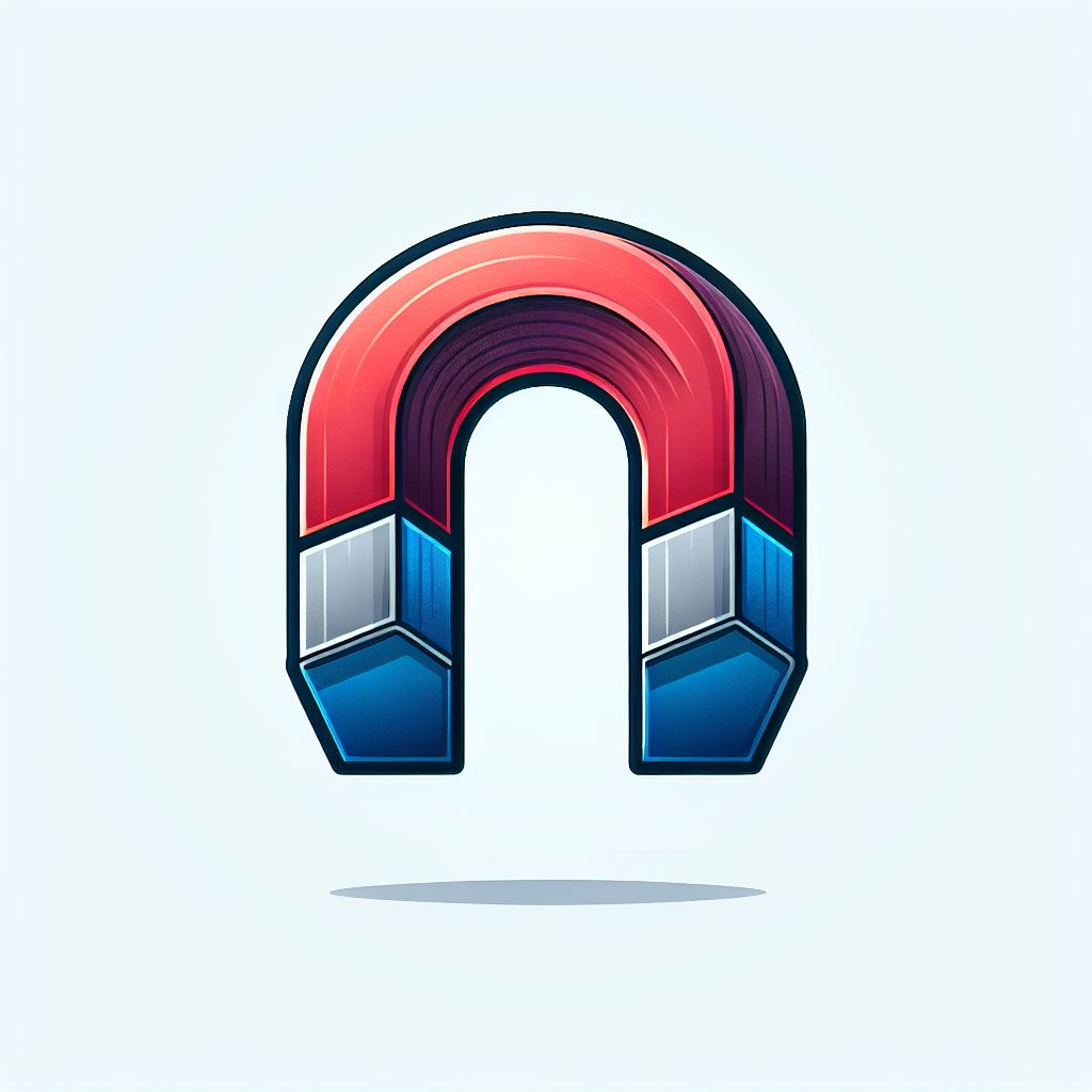 Magnet in illustration style with gradients and white background