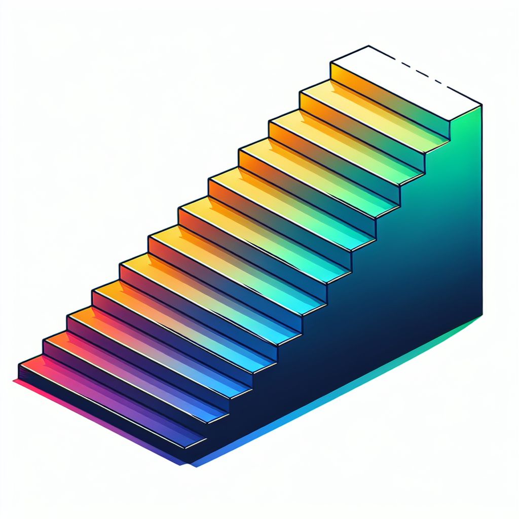 steps in illustration style with gradients and white background