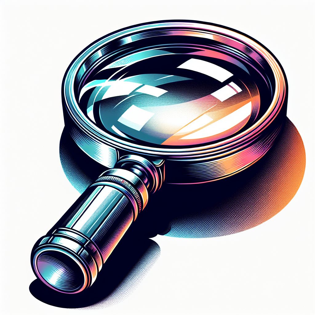 Investigator's lens in illustration style with gradients and white background