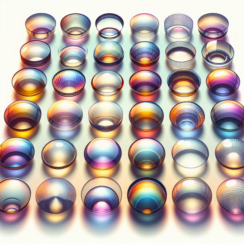 Lenses in illustration style with gradients and white background