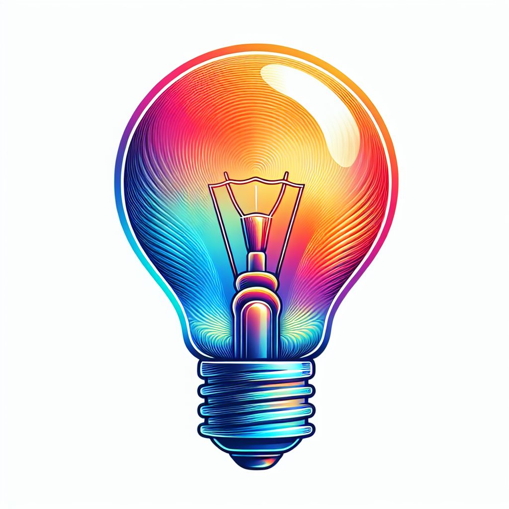 lightbulb in illustration style with gradients and white background