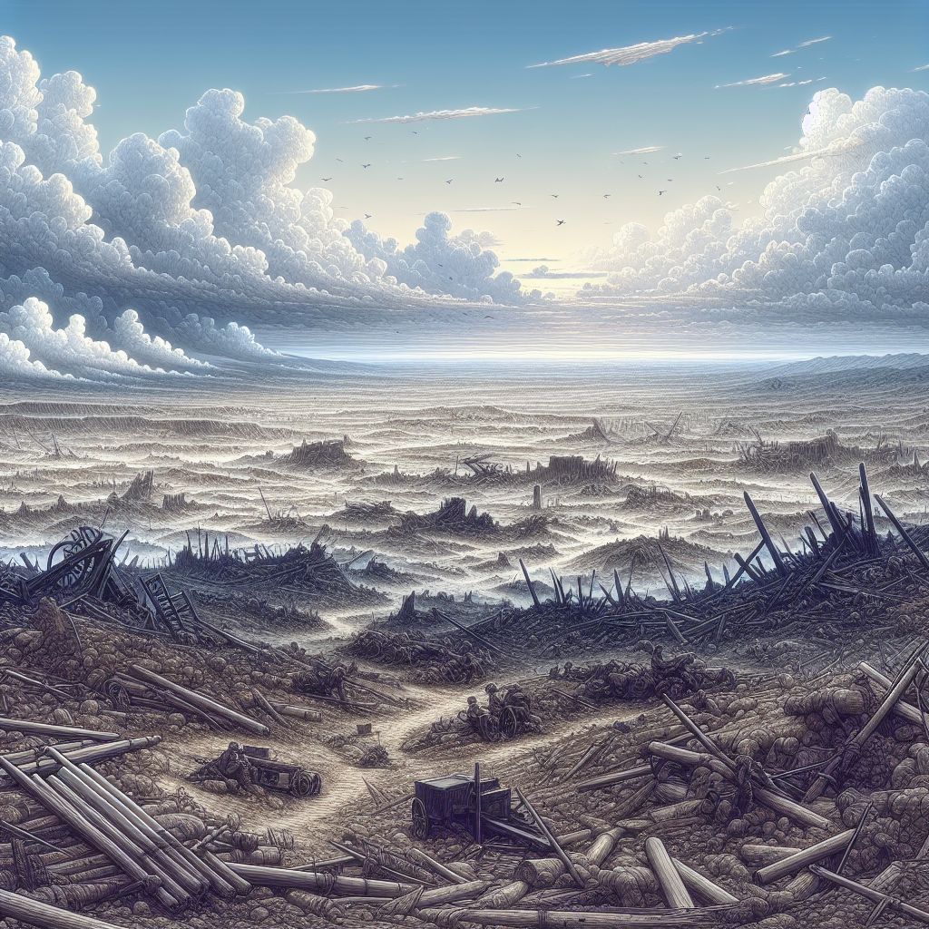 Battlefield in illustration style with gradients and white background