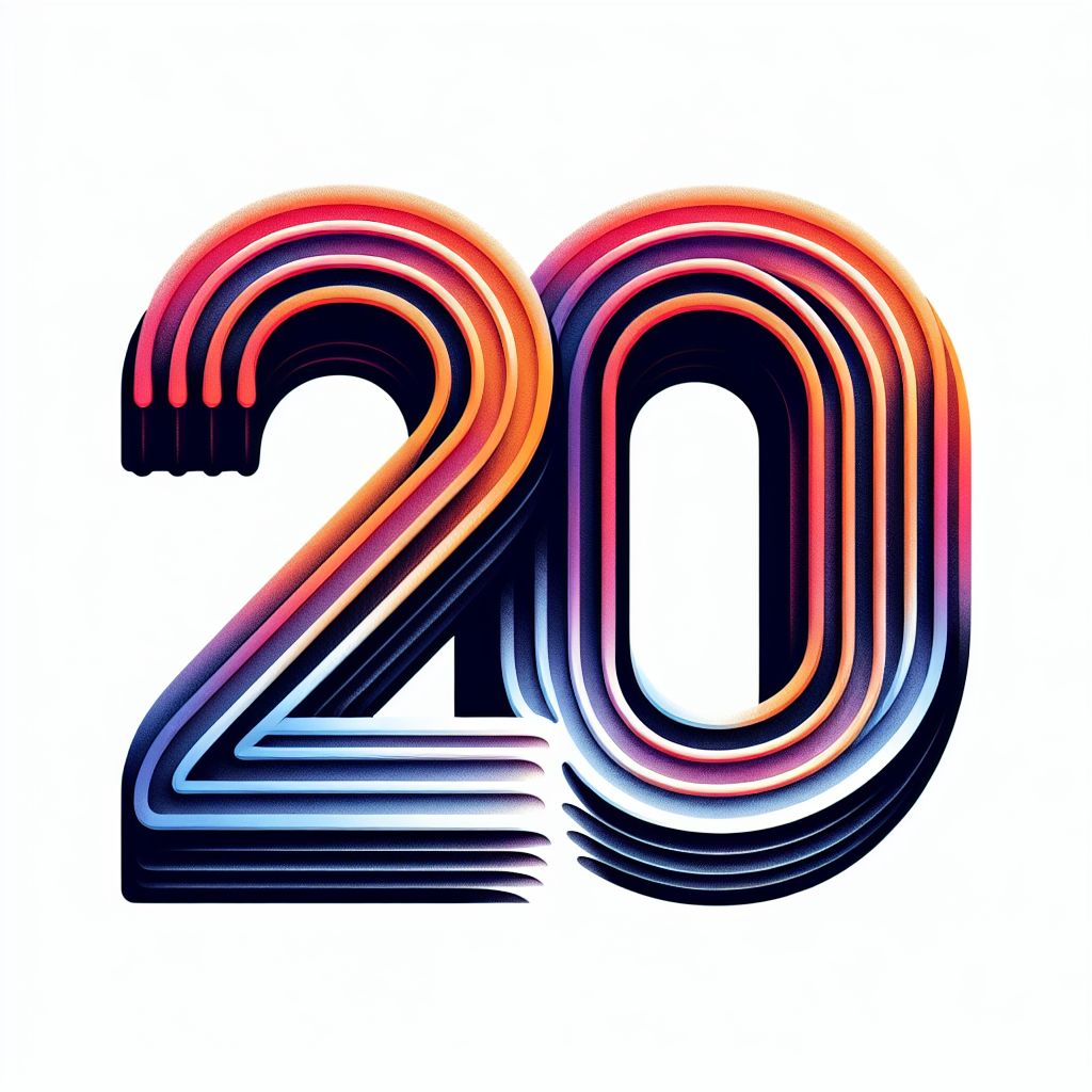 20 10 in illustration style with gradients and white background
