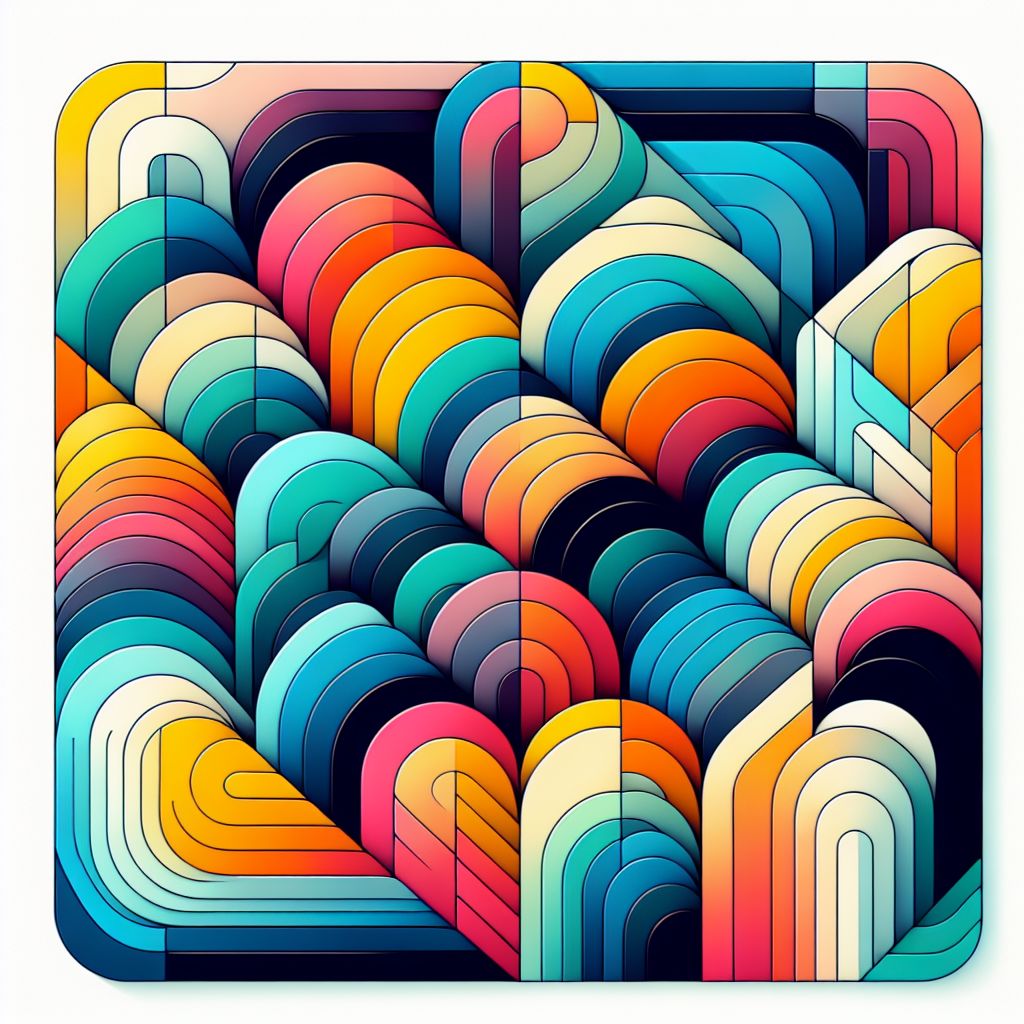 Segments in illustration style with gradients and white background