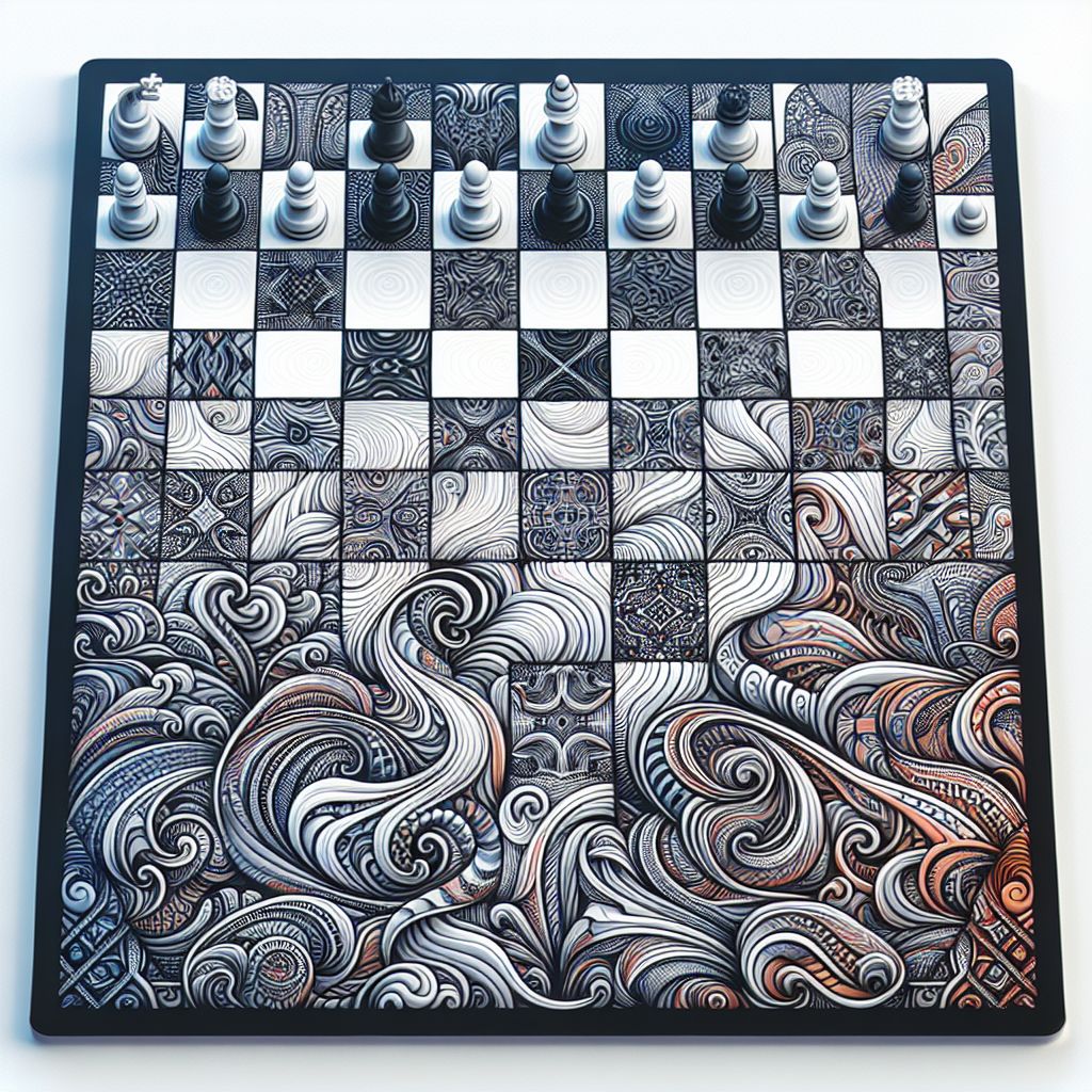 Analyzing patterns on a chessboard in illustration style with gradients and white background