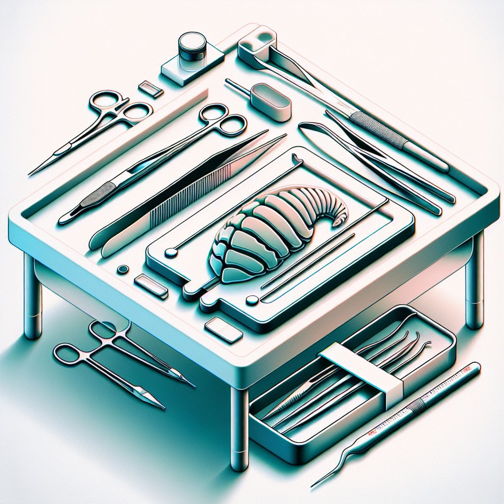 Dissection in illustration style with gradients and white background