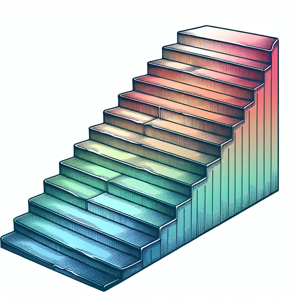 steps in illustration style with gradients and white background