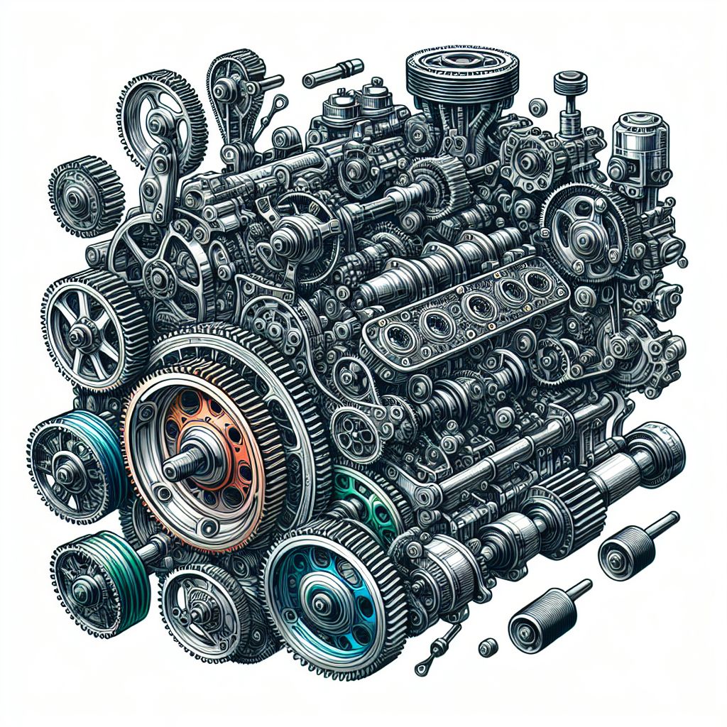 Engine in illustration style with gradients and white background