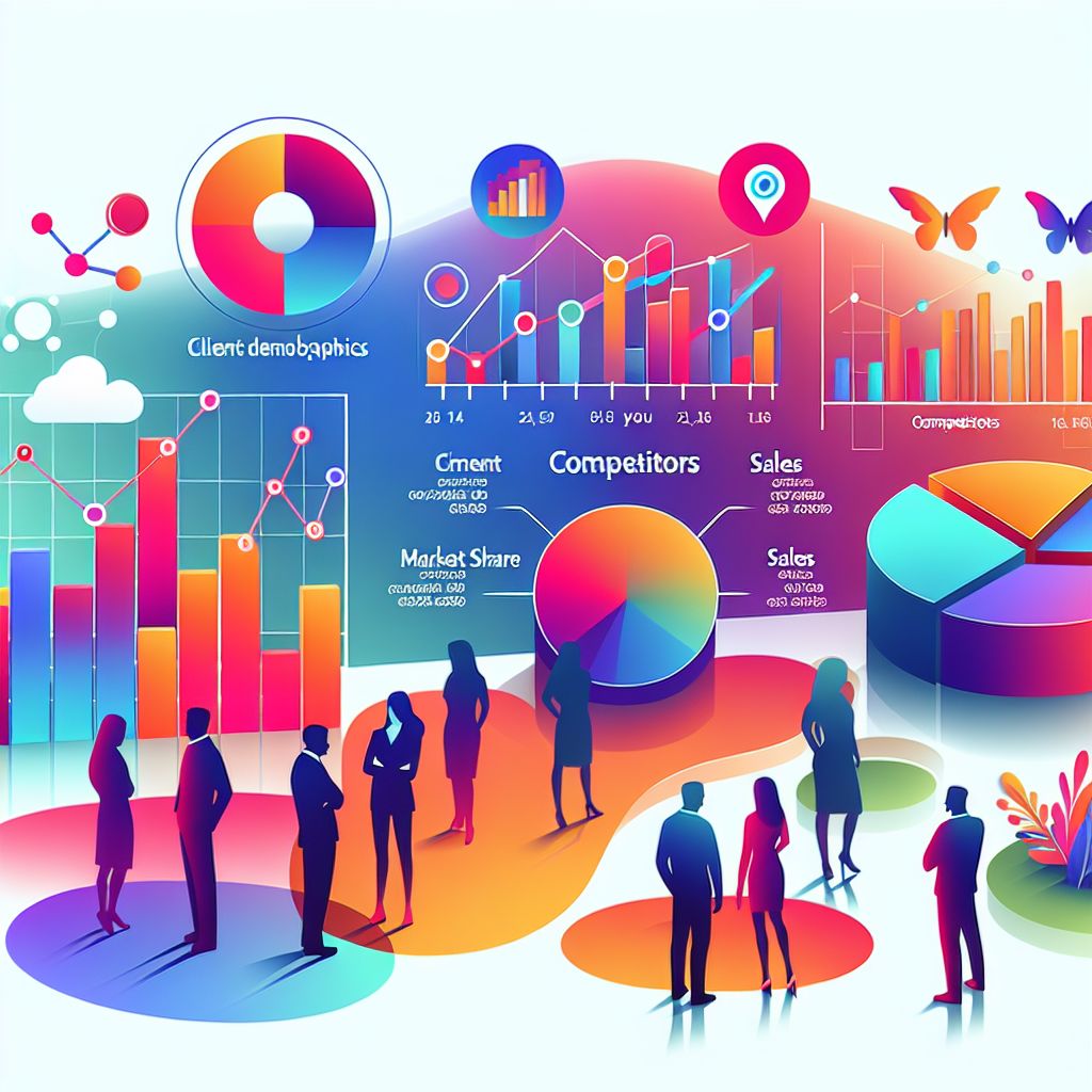 Competitor analysis in illustration style with gradients and white background