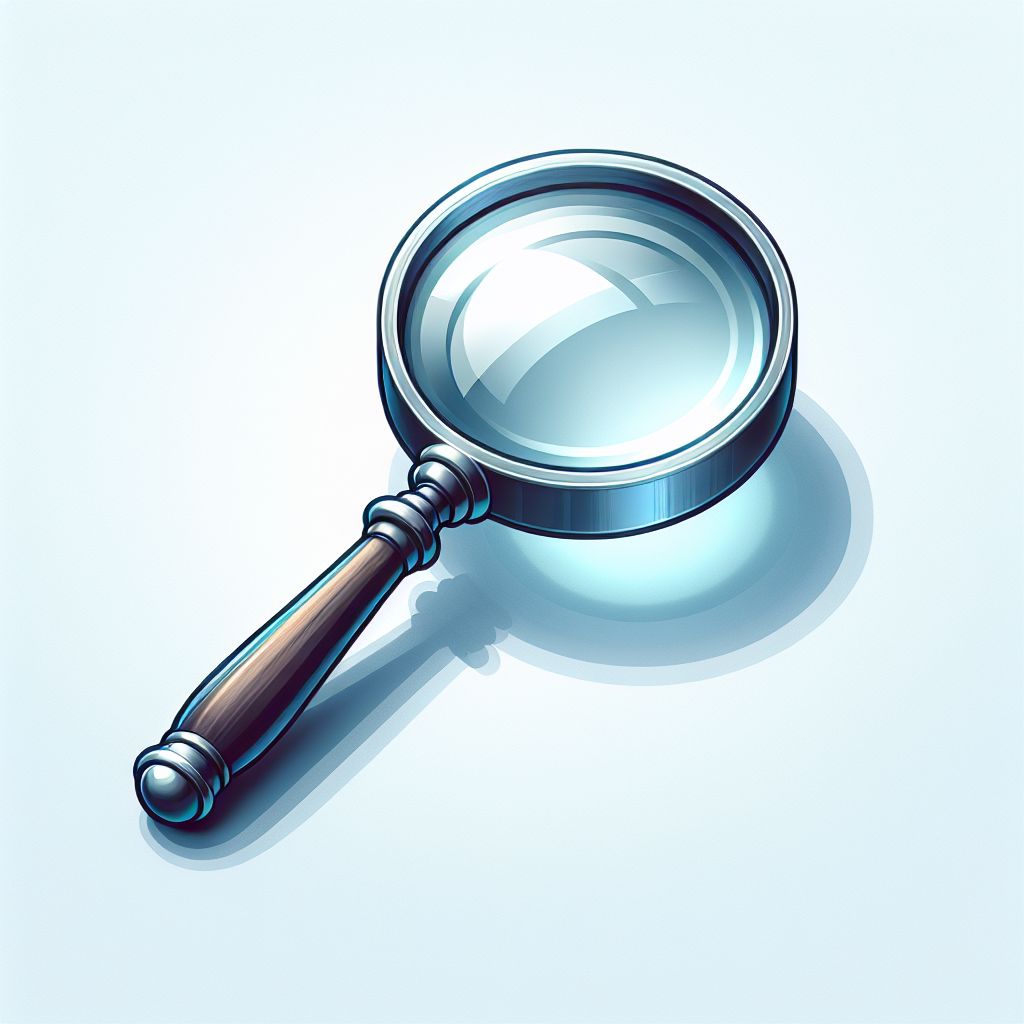 Magnifying glass in illustration style with gradients and white background