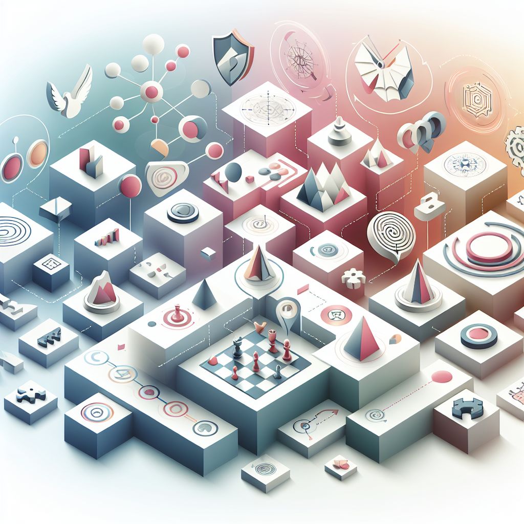 Strategies in illustration style with gradients and white background