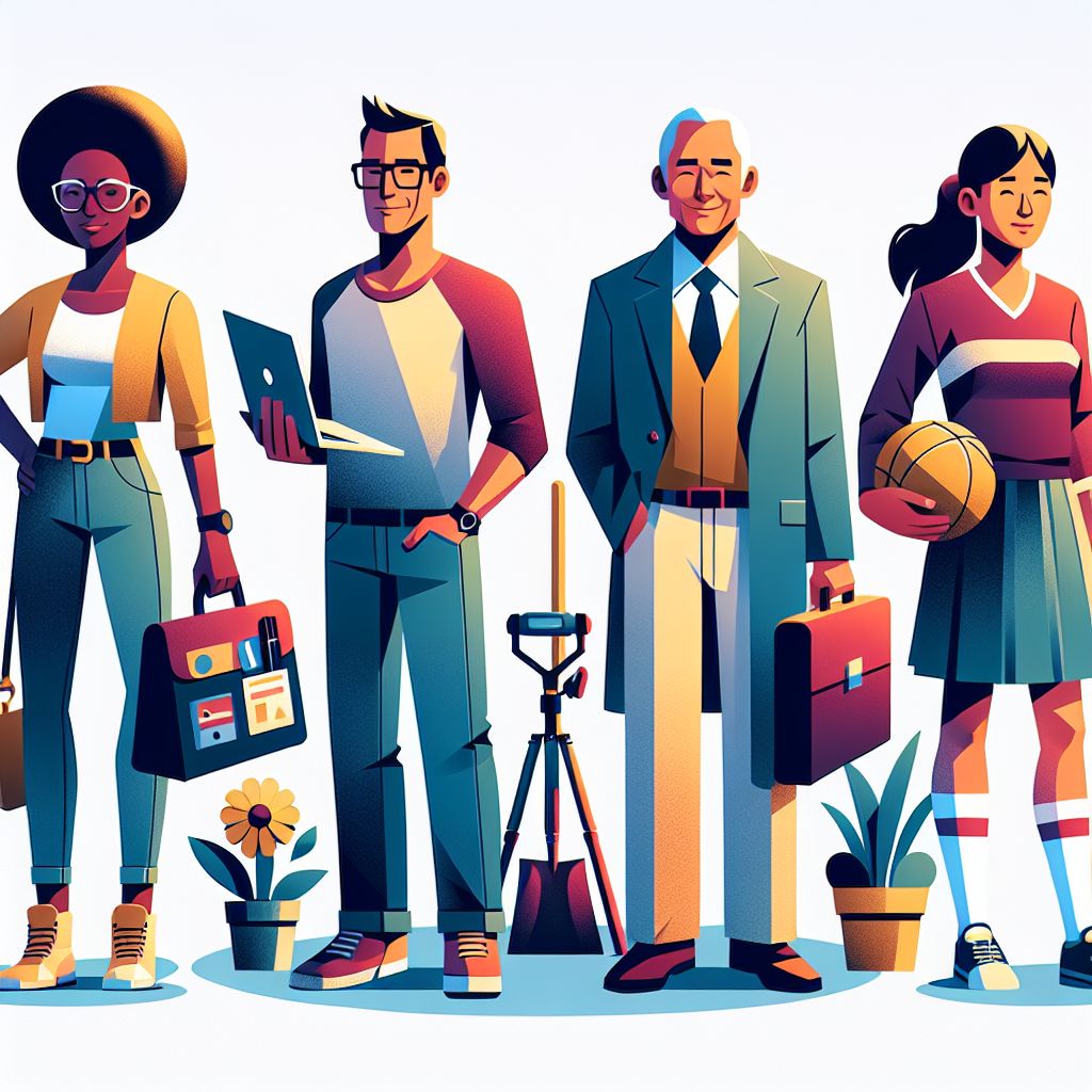 Customer personas in illustration style with gradients and white background