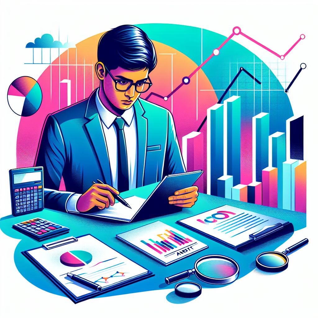audit in illustration style with gradients and white background