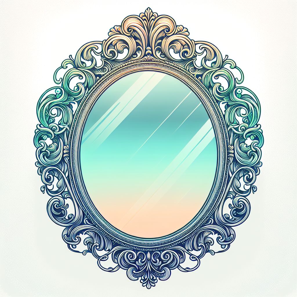 Mirror in illustration style with gradients and white background