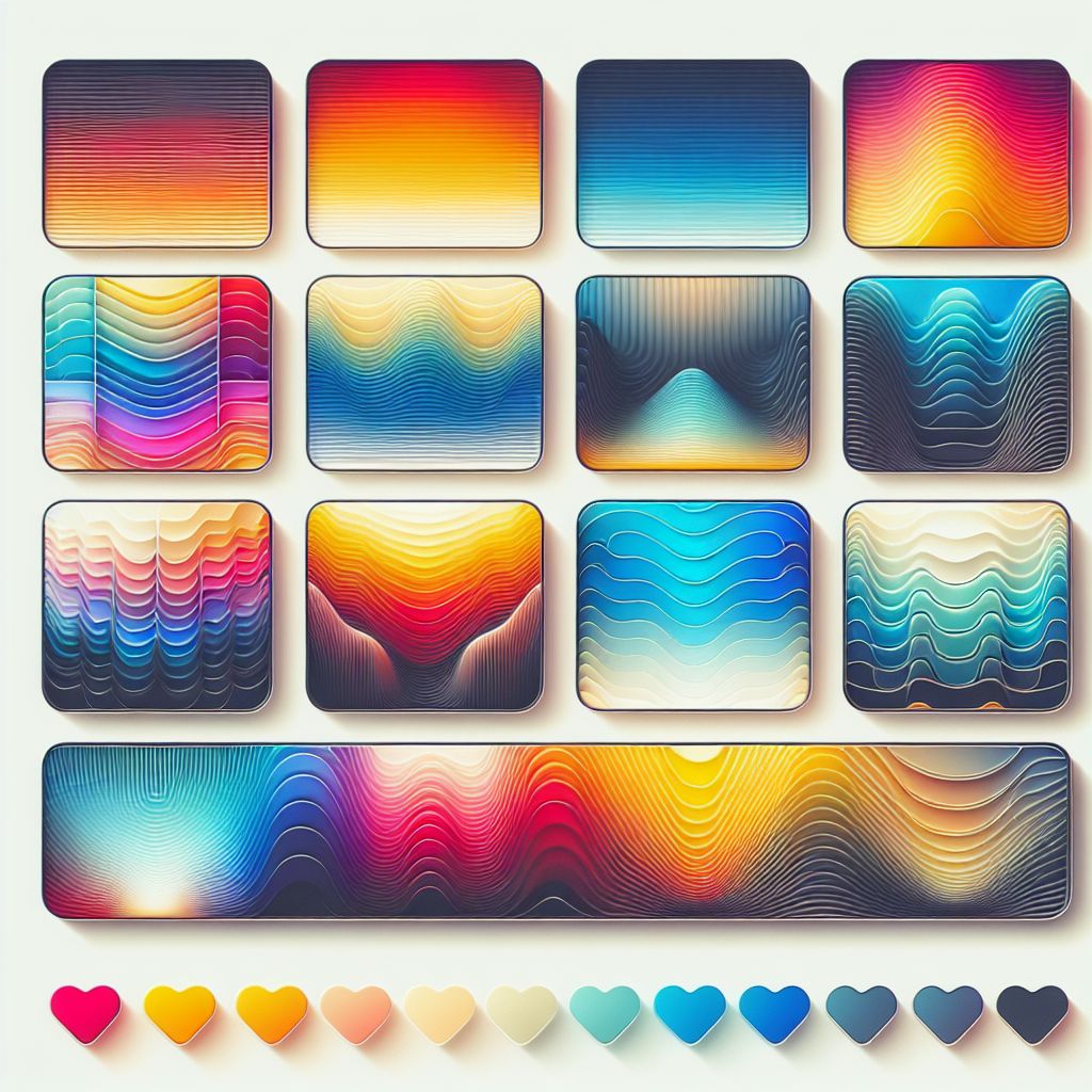 Filters in illustration style with gradients and white background