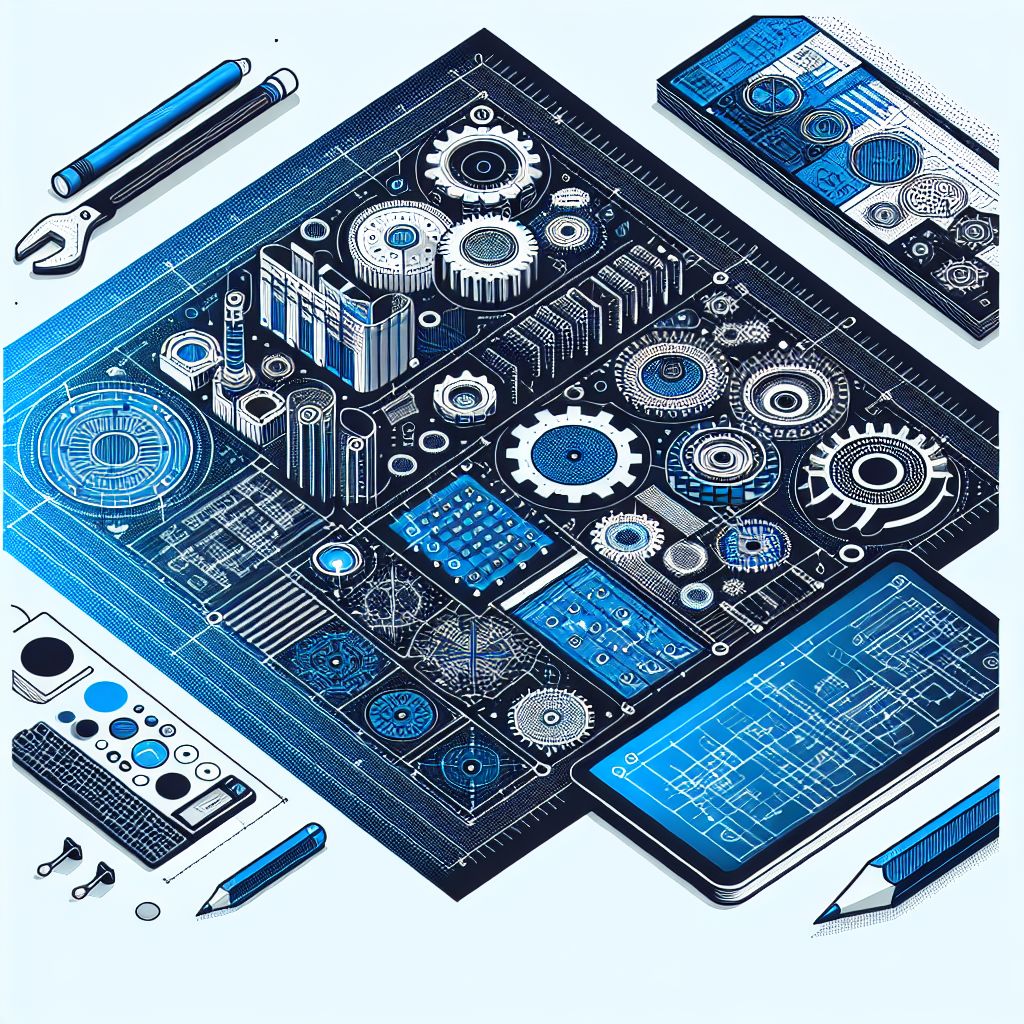 Blueprint in illustration style with gradients and white background
