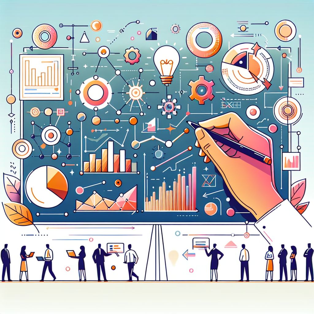 analysis in illustration style with gradients and white background