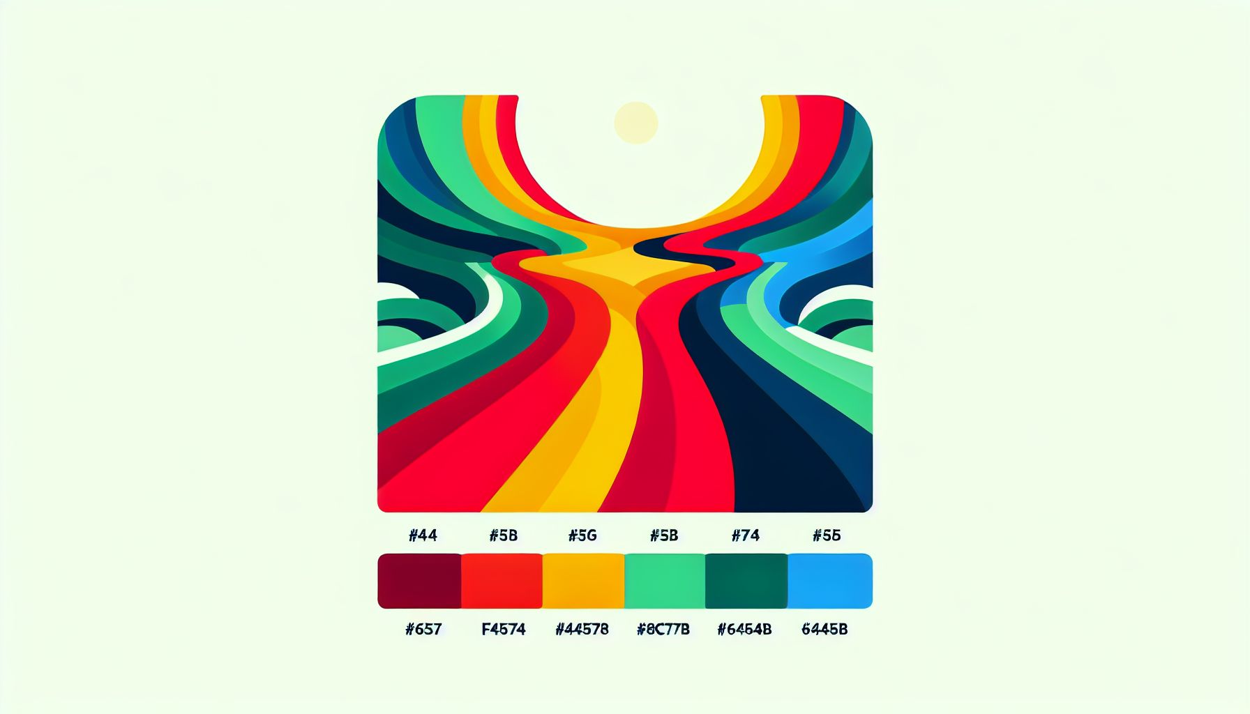 Path in flat illustration style and white background, red #f47574, green #88c7a8, yellow #fcc44b, and blue #645bc8 colors.