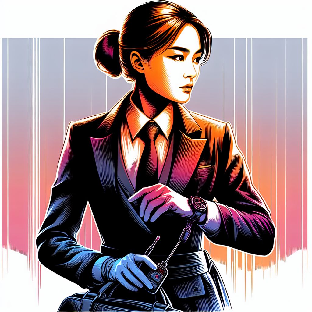 Secret Agent in illustration style with gradients and white background