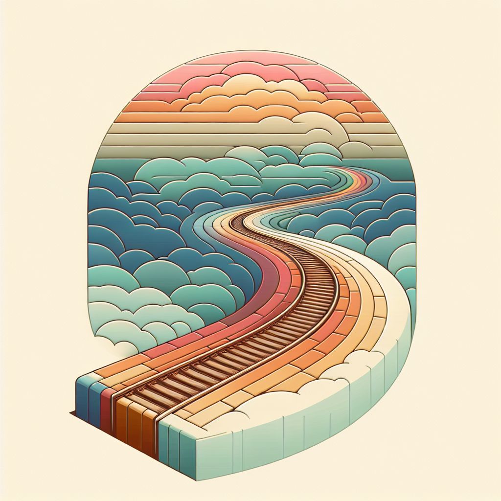 track in illustration style with gradients and white background