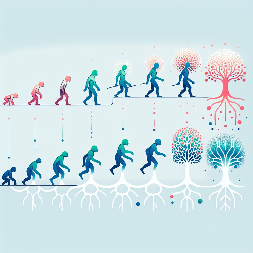 Evolution in illustration style with gradients and white background