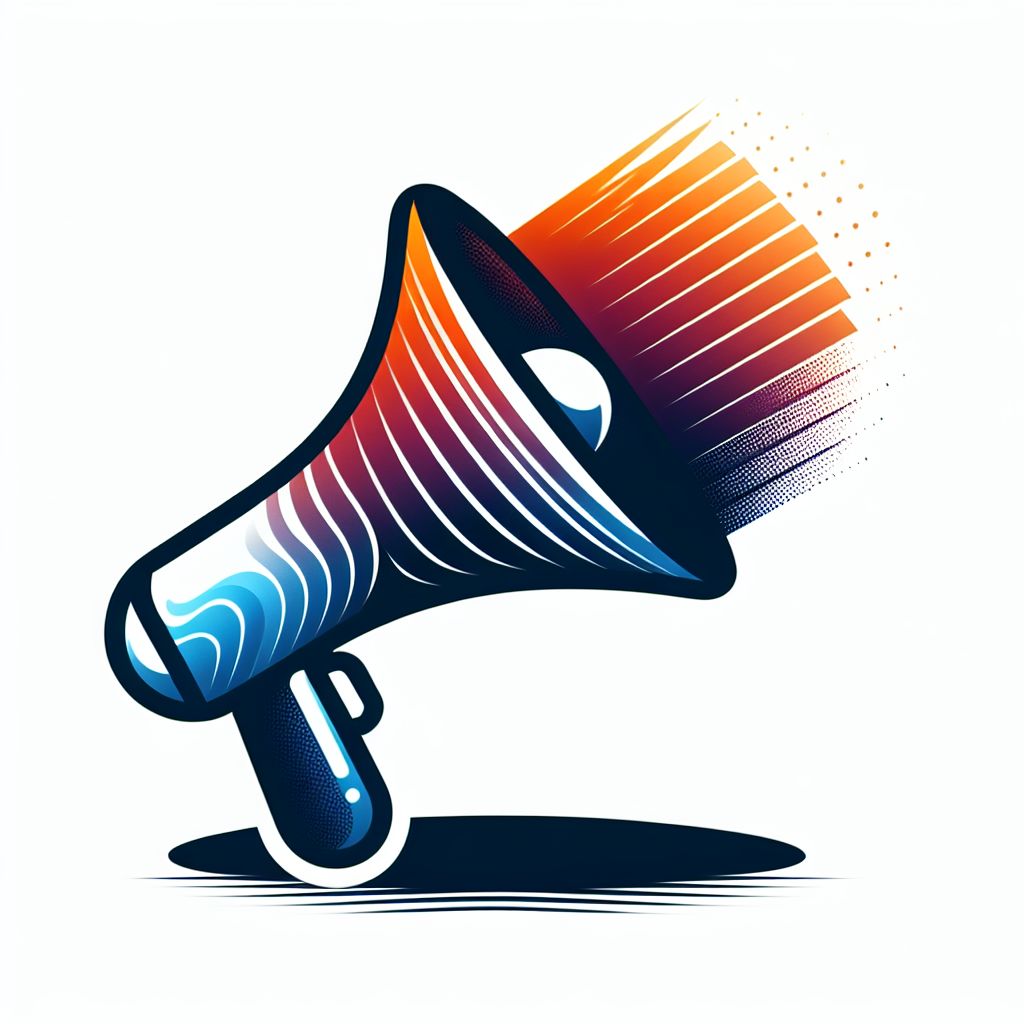 megaphone in illustration style with gradients and white background