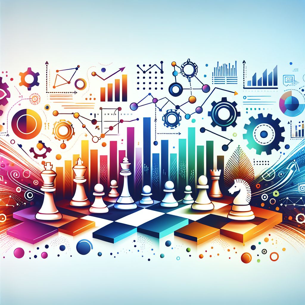 business strategy in illustration style with gradients and white background