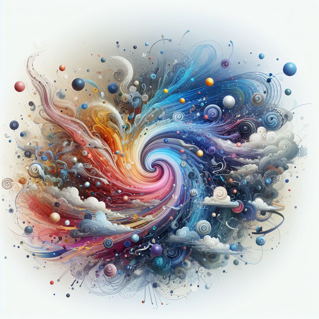 Whirlwind of possibilities in illustration style with gradients and white background